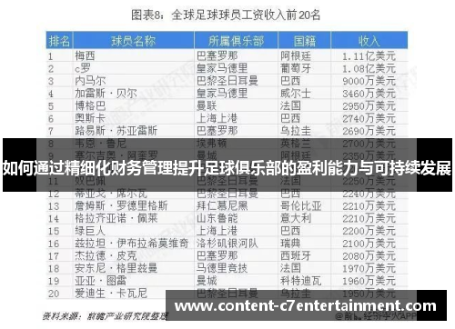 如何通过精细化财务管理提升足球俱乐部的盈利能力与可持续发展